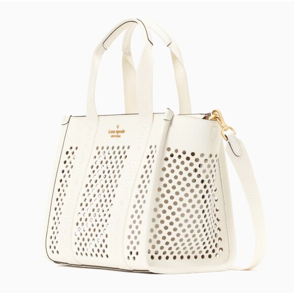 New Kate Spade Kip Perforated Leather Small Tote Meringue - Picture 2 of 5
